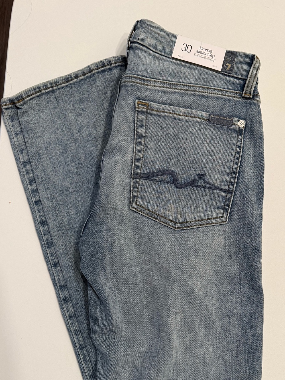 7 for All Mankind Kimmie Straight Leg Jean in Medium Blue Shoreline Drive Wash